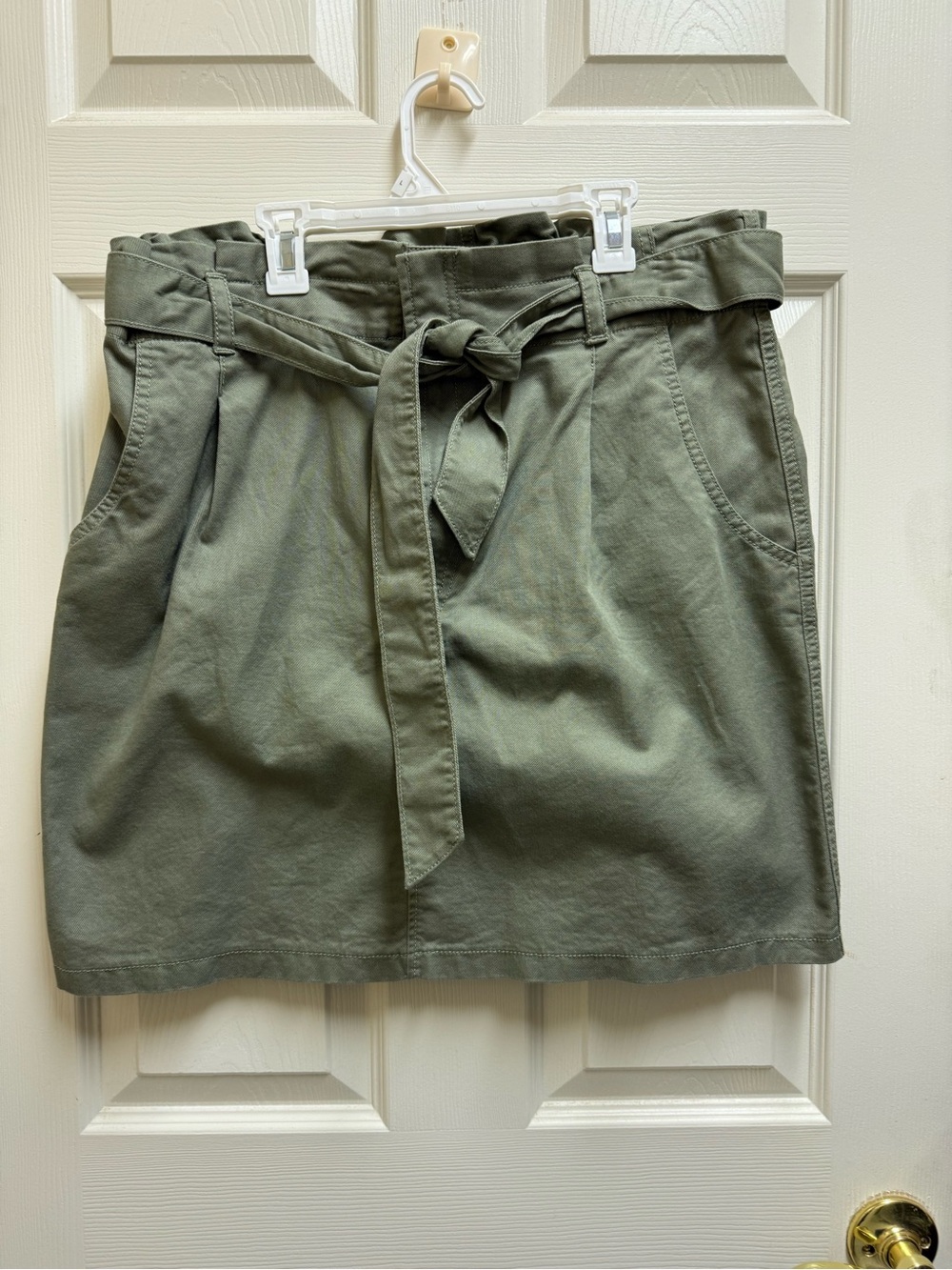 LOFT Olive Green Paperbag Waist Mini Skirt with Tie